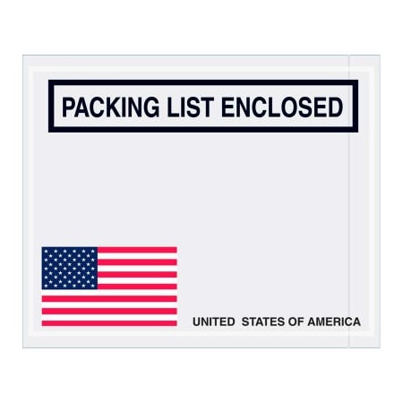 Box Packaging Panel Face Envelopes, USA Flag inPacking List Enclosedin Print, 5-1/2inx4-1/2in, 1000/Pk PL465